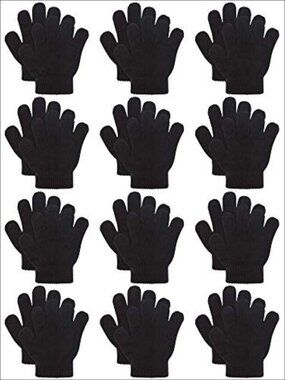 12 Pairs Kids Warm Magic Gloves Teens Winter Stretchy Knit Gloves Boys Girls
